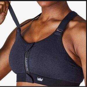 SHEFIT Women’s Ultimate Sports Bra Black 3 Luxe Zip Front High Impact